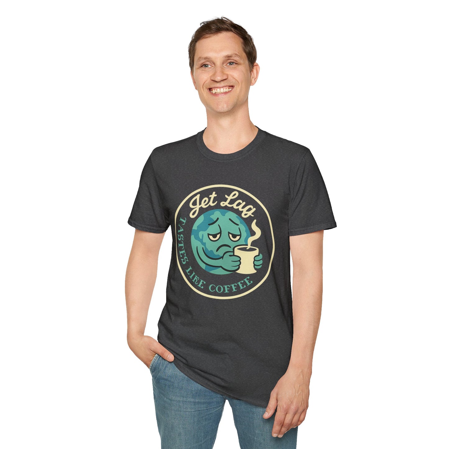 T-Shirt — “Jet Lag Tastes Like Coffee” Sleepy Planet Graphic Tee