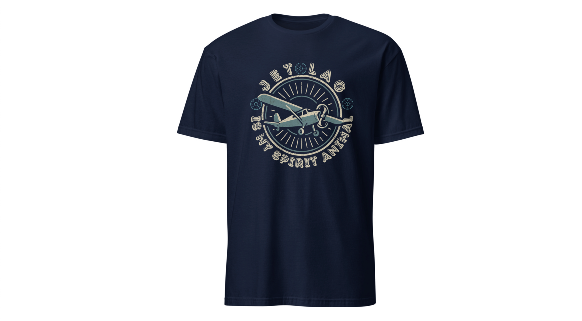 Vintage Propeller Plane T‑Shirt — "Jet Lag Is My Spirit Animal" Frequent Traveler Tee Printify