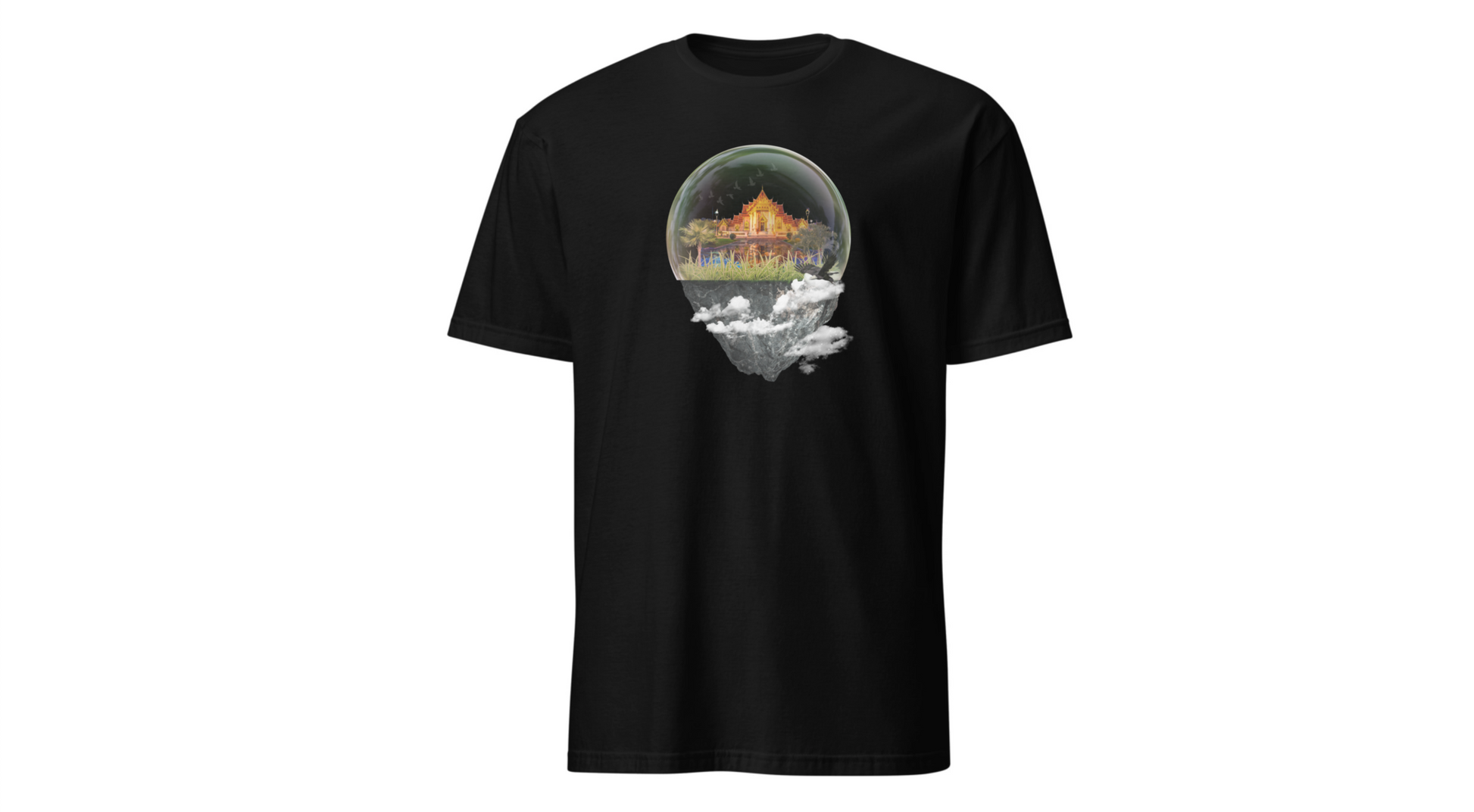 Unisex Image Manipulation "Castle Trapped in a Glass Case" Design for T-Shirt Printify