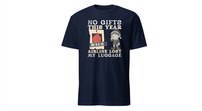 T-Shirt – "No Gifts This Year, The Airline Lost My Luggage" Funny Holiday Travel Tee Printify