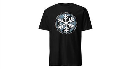 Snowflake Graphic T-Shirt – Circular Winter Emblem Tee Printify