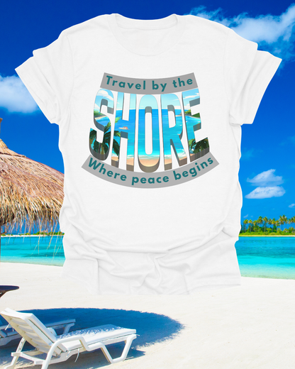 Beach Vibes Unisex Softstyle T-Shirt - "Travel by the Shore" Design Printify