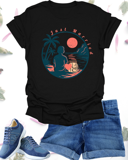 “Just Married” Women’s T-Shirt – The Perfect Blend of Humor and Sarcasm Printify