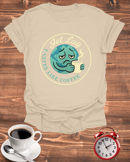 T-Shirt — “Jet Lag Tastes Like Coffee” Sleepy Planet Graphic Tee
