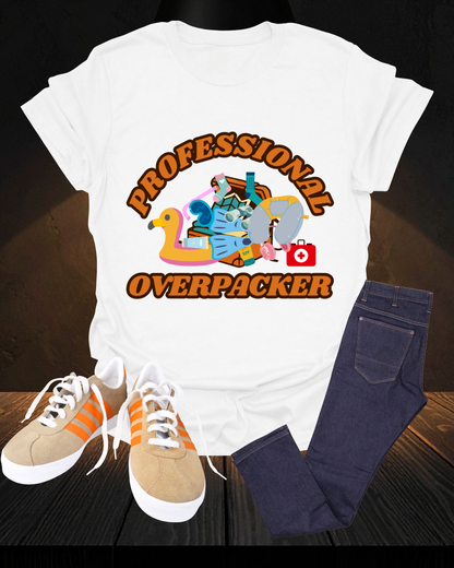 Professional Overpacker T-Shirt – Funny Travel Humor Tee for Frequent Travelers.