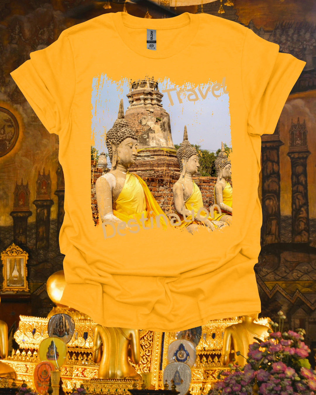 Buddha Temple Travel Graphic T-Shirt — Vintage Southeast Asia Vacation Tee