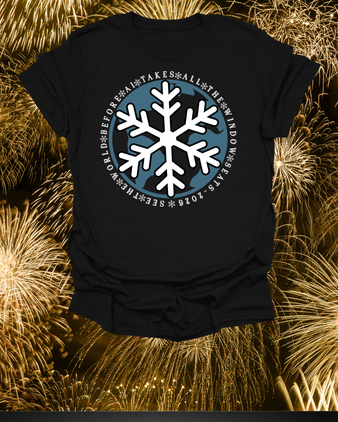 Snowflake Graphic T-Shirt – Circular Winter Emblem Tee Printify