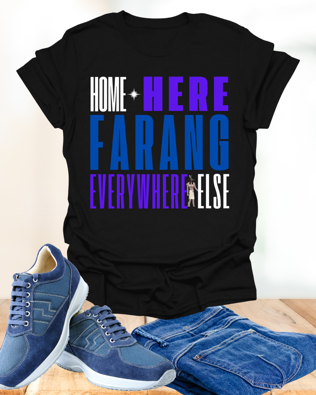 "Home Is Here Farang everywherelse" Unisex Softstyle T-Shirt for serious travellers