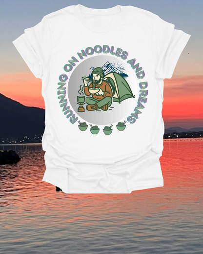 Camping Ramen T-Shirt — “Camping on Noodles and Dreams” Outdoor Camping Shirt