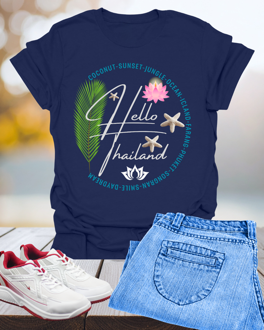 Hello Thailand Women’s Softstyle Tee – Colorful Travel Shirt for Thailand Lovers Printify