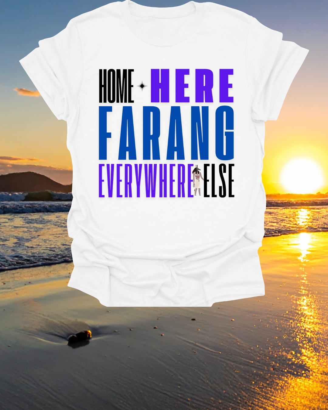 "Home Is Here Farang everywherelse" Unisex Softstyle T-Shirt for serious travellers