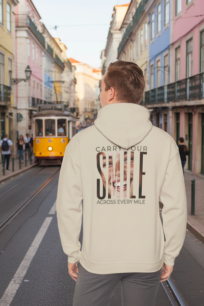 Carry Your Smile Hoodie - Lisbon City Mockup