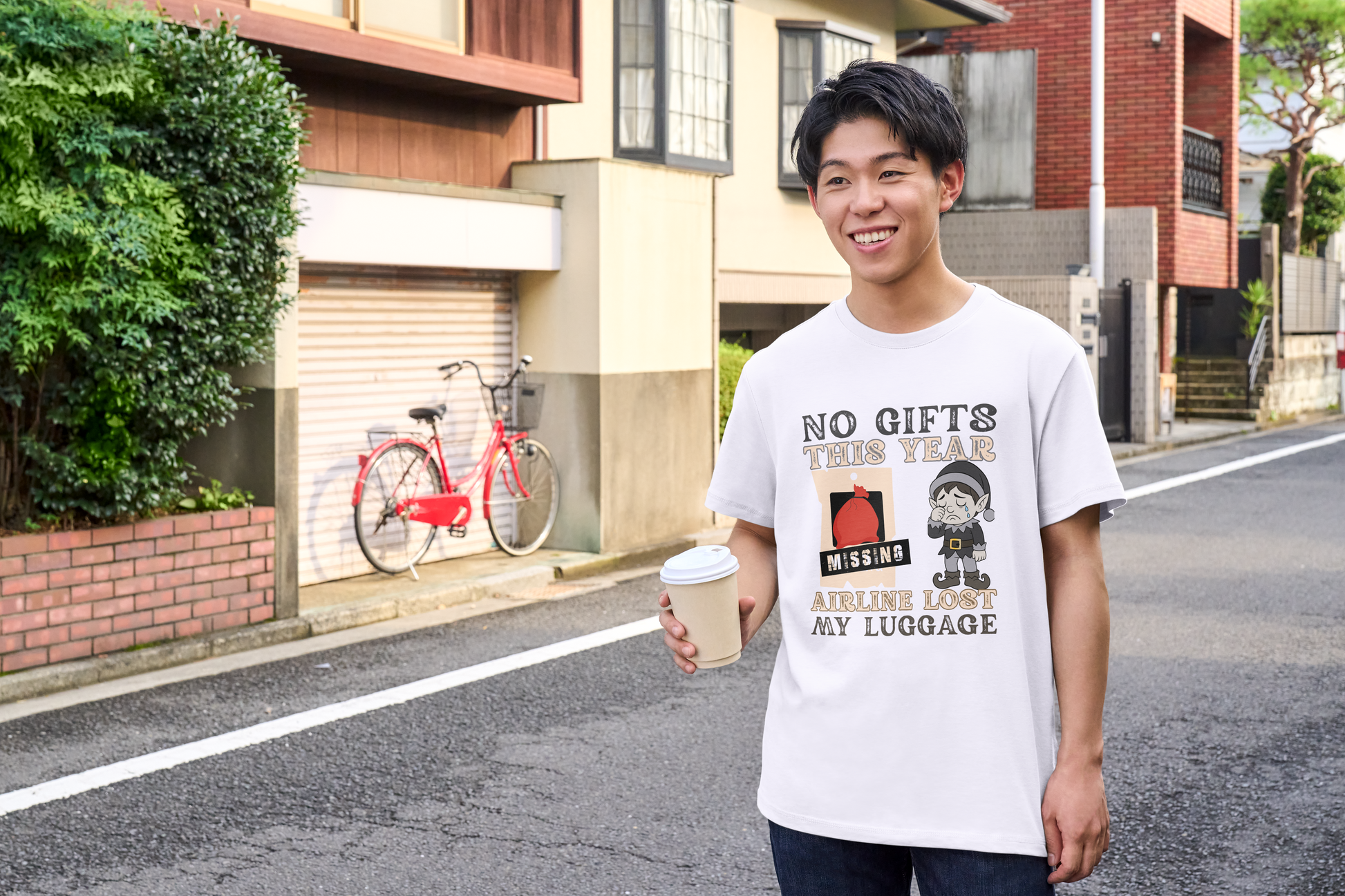 T-Shirt – "No Gifts This Year, The Airline Lost My Luggage" Funny Holiday Travel Tee Printify
