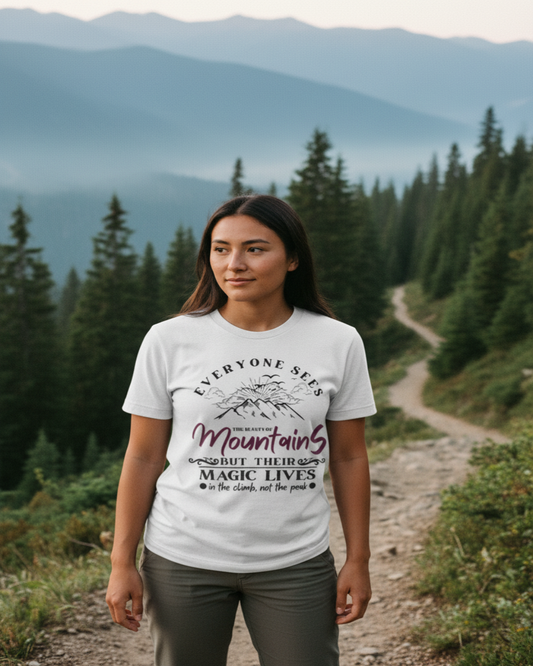 Enchanted Mountain White Tee Natural Shot