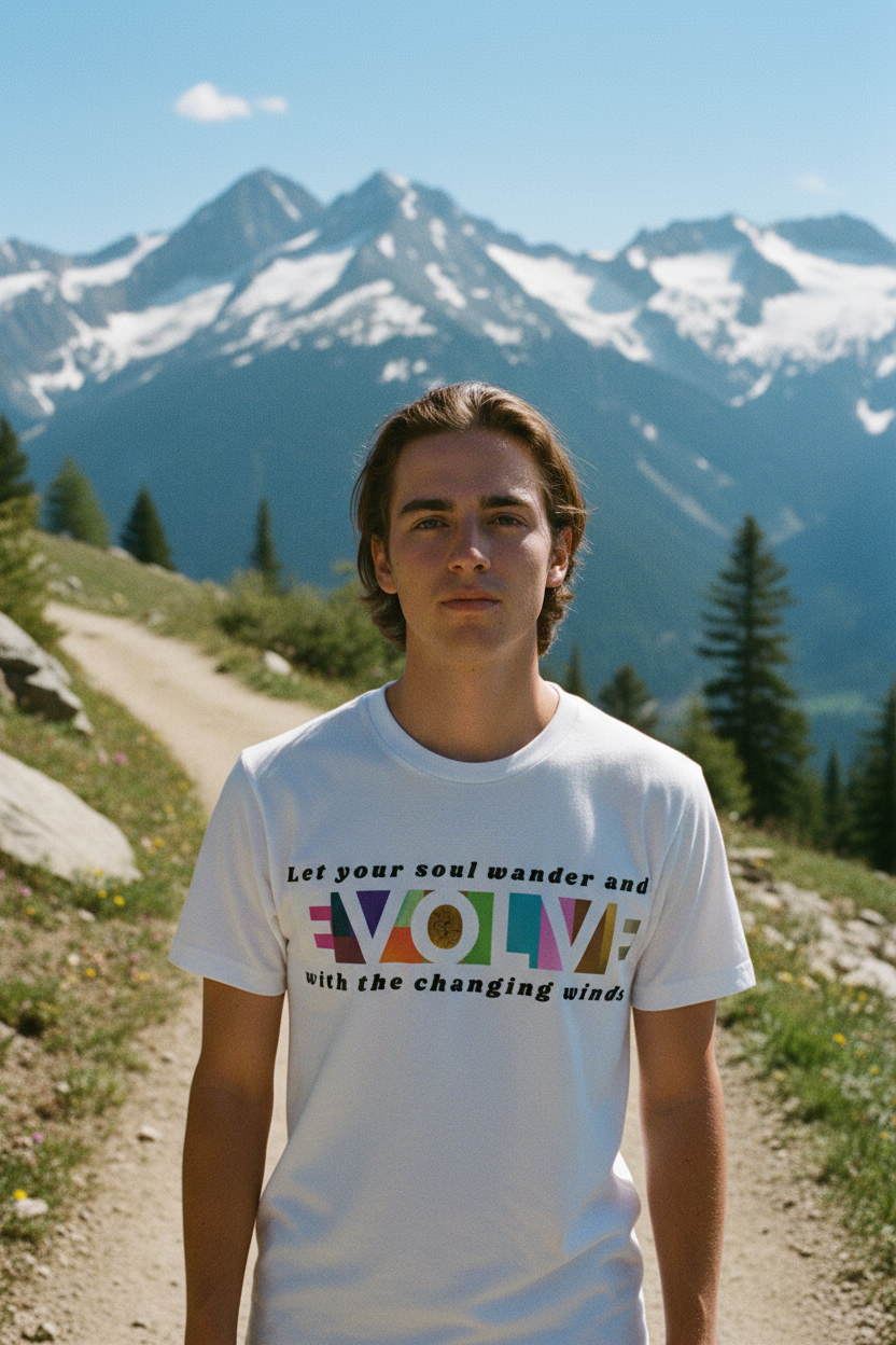 Evolve Tee Clear Mountain Background
