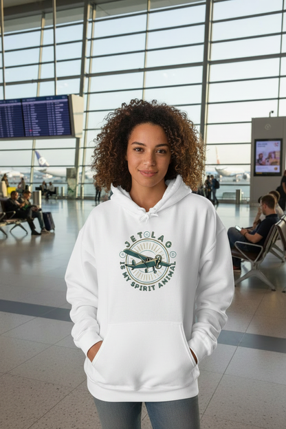 Jet Lag Hoodie White - Airport Women Mockup