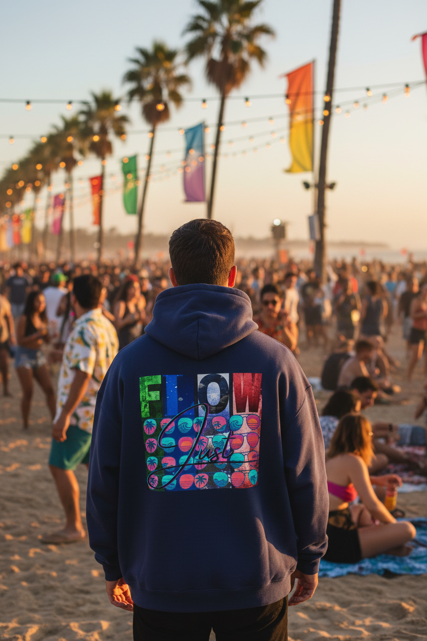 Just FLOW Hoodie - Beach Festival Mockup