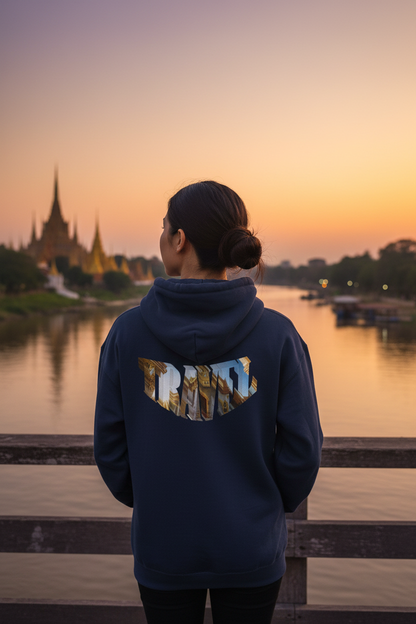 River bridge sunset mockup