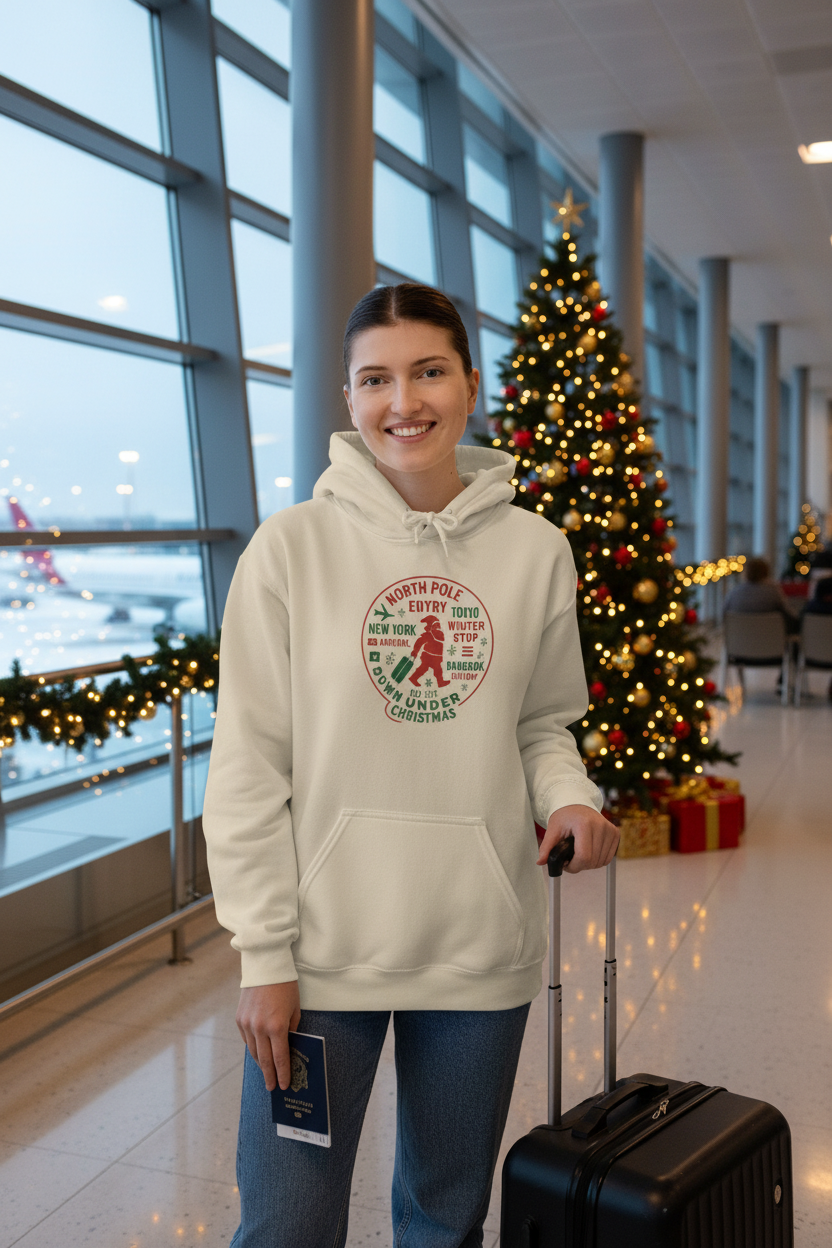 Santa's World Tour Hoodie - Airport Christmas Mockup
