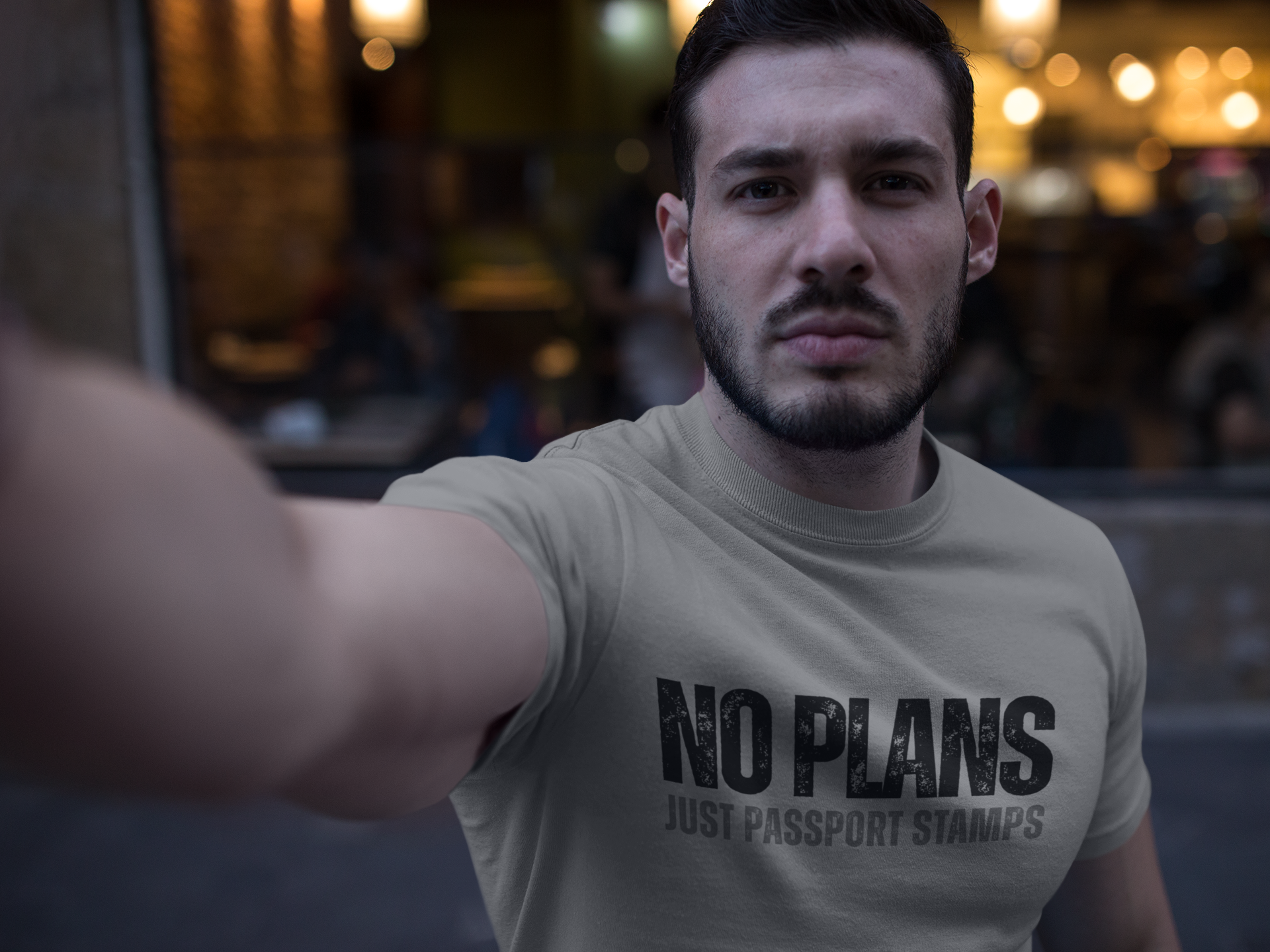 Travel-Inspired Unisex T-Shirt – "No Plans, Just Passport Stamps" Printify