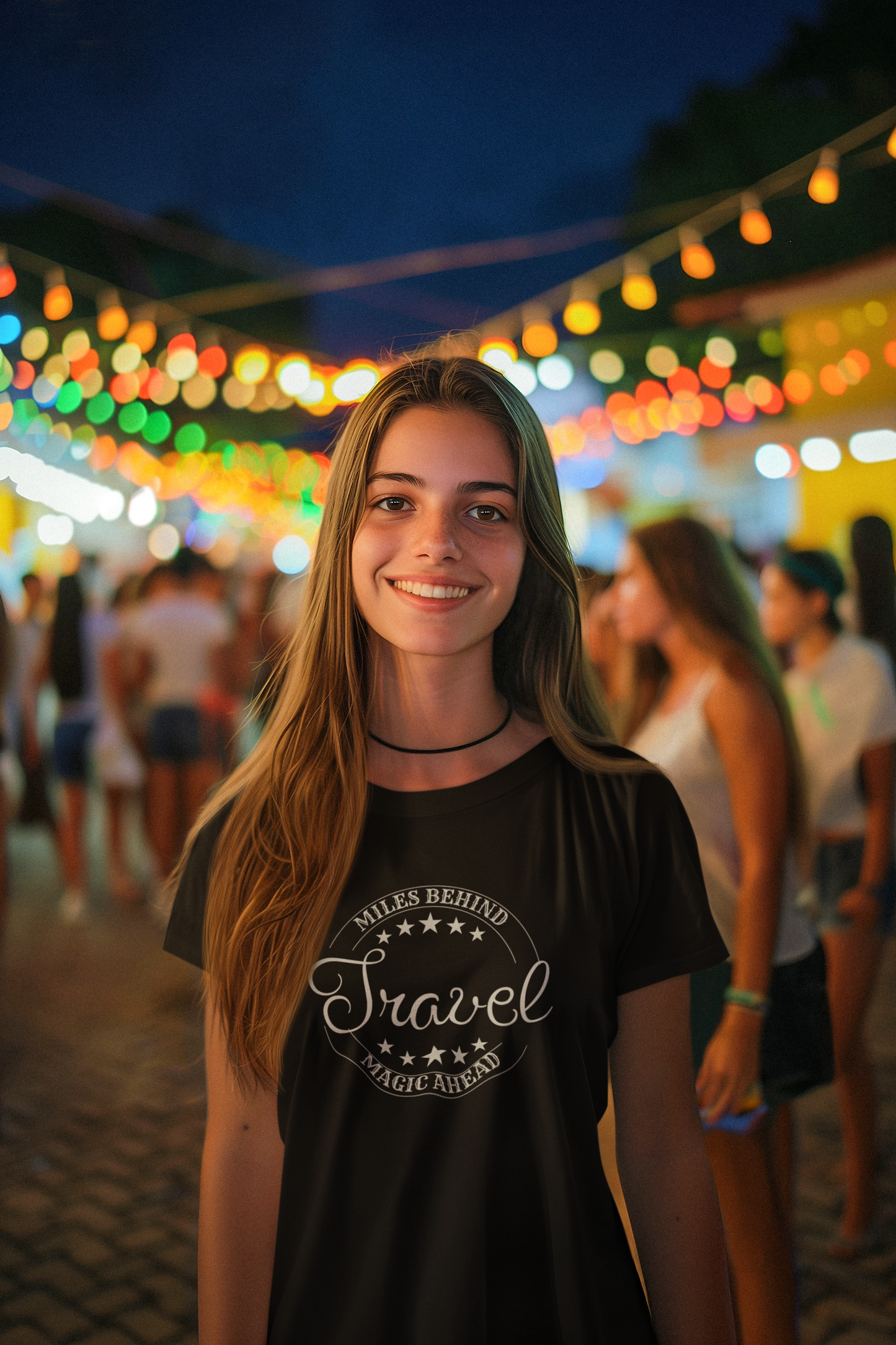 Unisex Travel T-Shirt: “Miles Behind, Magic Ahead” Printify