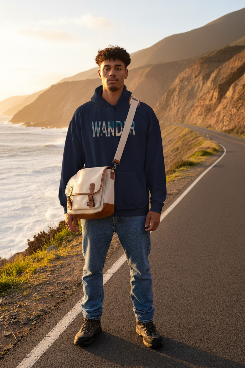 WANDER Hoodie - Coastal Cliff with Shoulder Bag